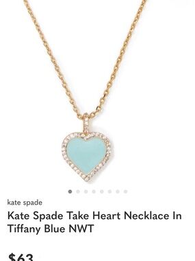 kate spade Gold-Tone Heart Pendant Necklace with Aqua Center
